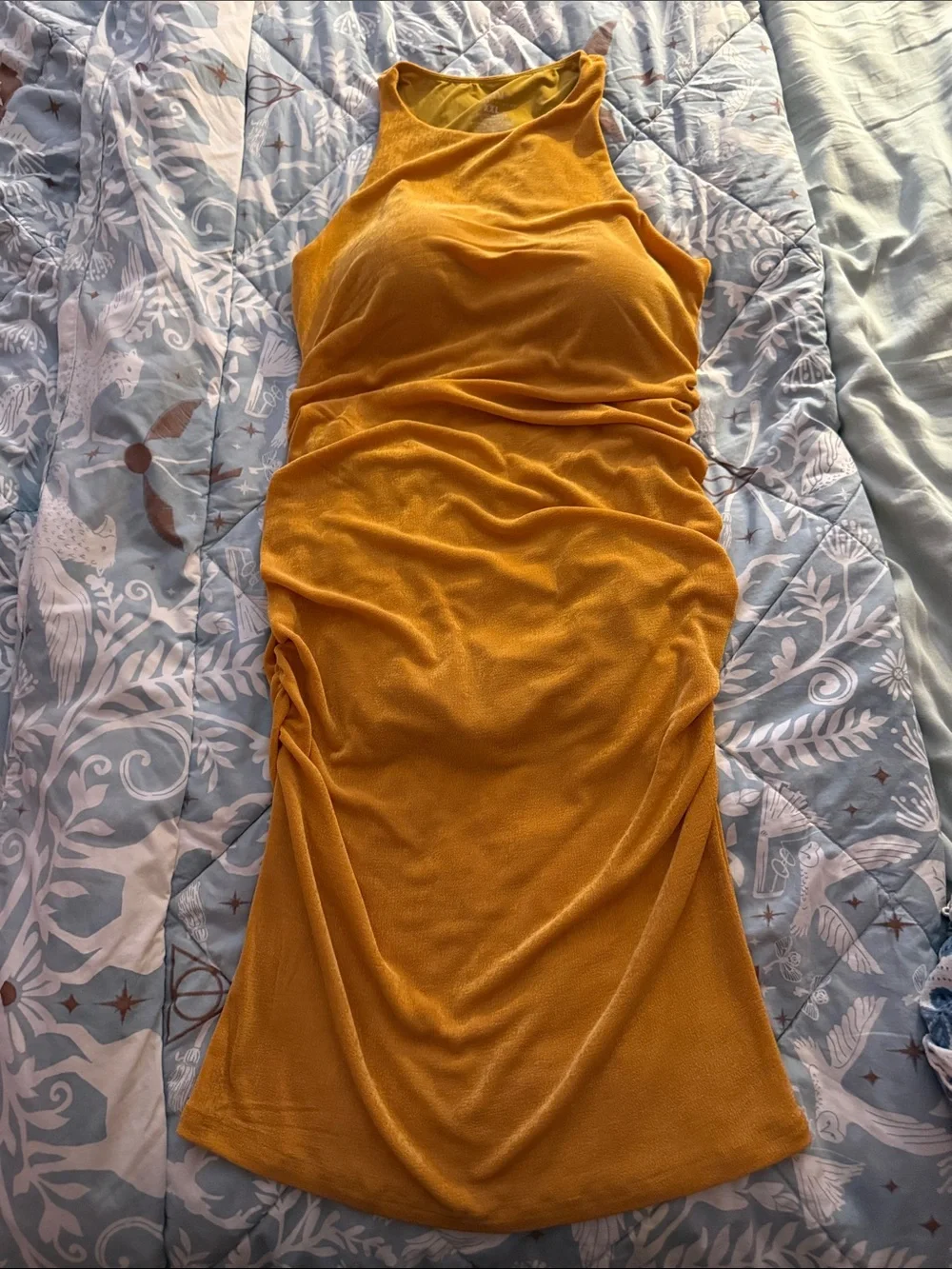 Klassy Network Mustard Yellow Backless Bodycon Dress